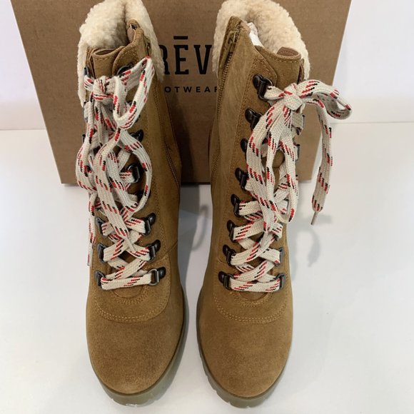 Crevo Joan Boots Suede Leather Faux Fur Heel Booties Tan Size 9 NEW - Picture 5 of 7